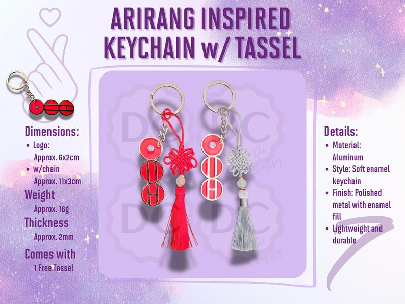 Arirang Inspired Soft Enamel Metal Keychain with free tassel – Concert Key Ring Charm Accessory image 2