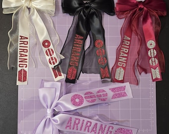 Fermaglio per capelli del concerto BTS ARIRANG – Accessorio per fan ARMY, fiocco con nastro stampato glitterato in vinile termotrasferibile