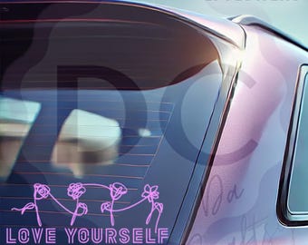 BTS Fanmade - Love Yourself - Hearts and Flowers / Her, Tear, Answer - Vinyl Decals Sticker for cars, windows, laptop etc