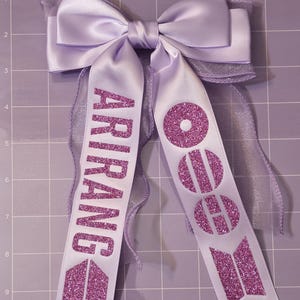 BTS ARIRANG Concert Hair Clip – ARMY Fan Accessory, htv glitter printed Ribbon Bow image 8