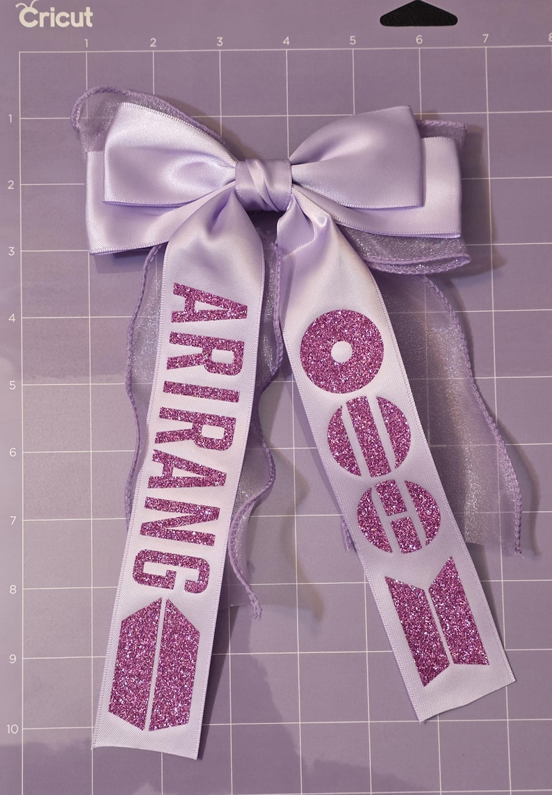 BTS ARIRANG Concert Hair Clip – ARMY Fan Accessory, htv glitter printed Ribbon Bow image 8