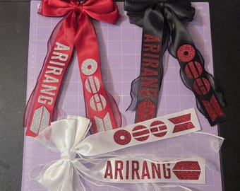BTS ARIRANG Concert Hair Clip – ARMY Fan Accessory, htv glitter printed Ribbon Bow