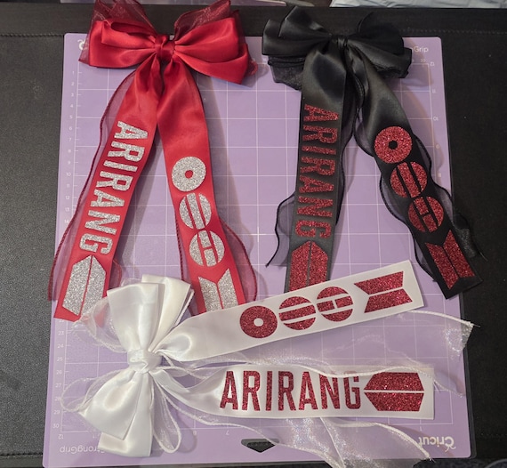 BTS ARIRANG Concert Hair Clip – ARMY Fan Accessory, htv glitter printed Ribbon Bow