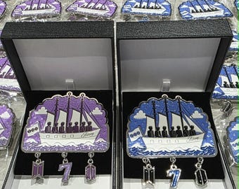 Arirang Pin Badge Swim Sailing Ship Soft Enamel Pin | Fan-Made Collector Pin with Charms (Includes Leatherette Box)