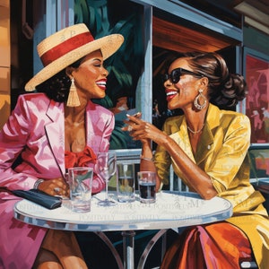 Paquete de 2 imágenes, Mujeres afroamericanas PNG, Amigos afroamericanos, Mujeres negras, Hermandad png, Cita para almorzar, Charla de chicas