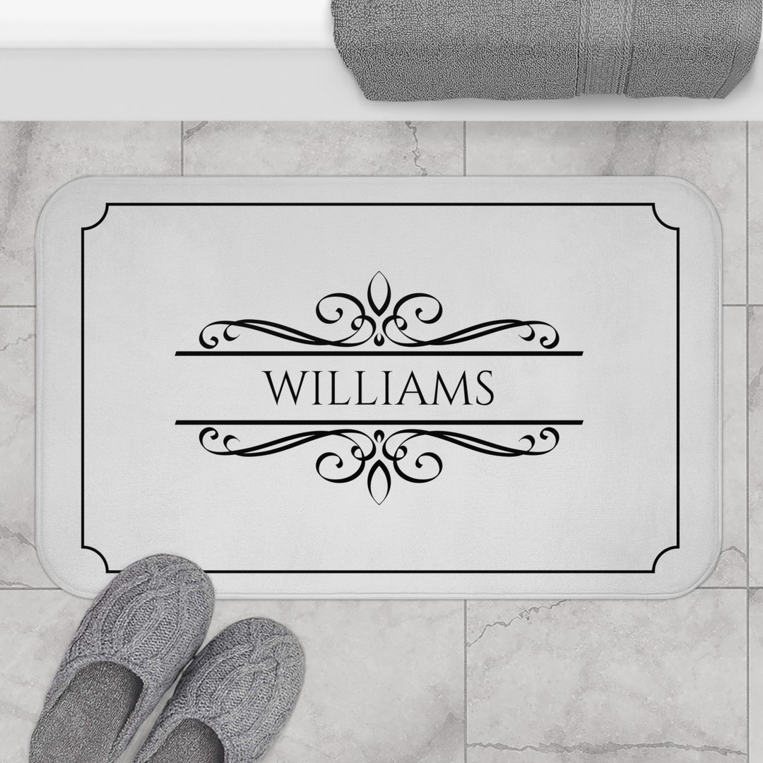 Personalized Bath Mat With Name Custom Bath Mat Elegant Etsy
