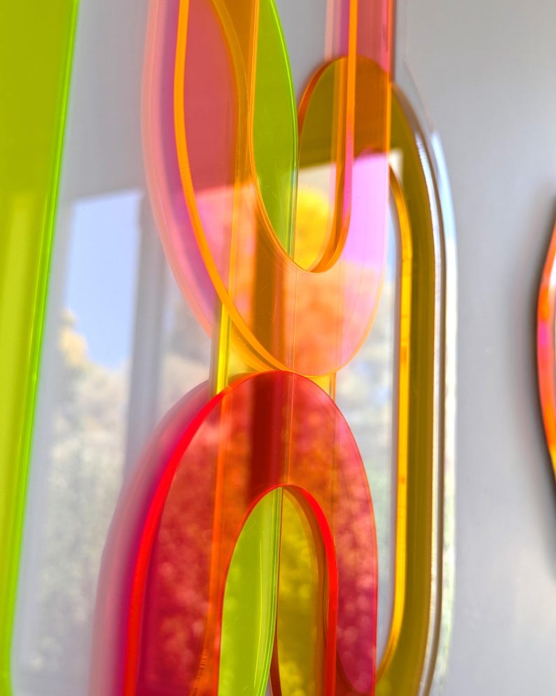 Neon Acrylic 3D Wall Art: Modern Interlocking Sculpture - Etsy