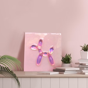 Sparkly Balloon Dog Wall Hanging Pop Art | Holographic 3D Resin Art | Home Decor | Sparkly and Shiny