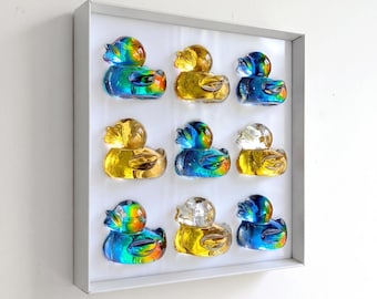 Bathroom Wall Decor of Holographic Duck Flock Art: 3D Resin Pop Art Wall Hanging