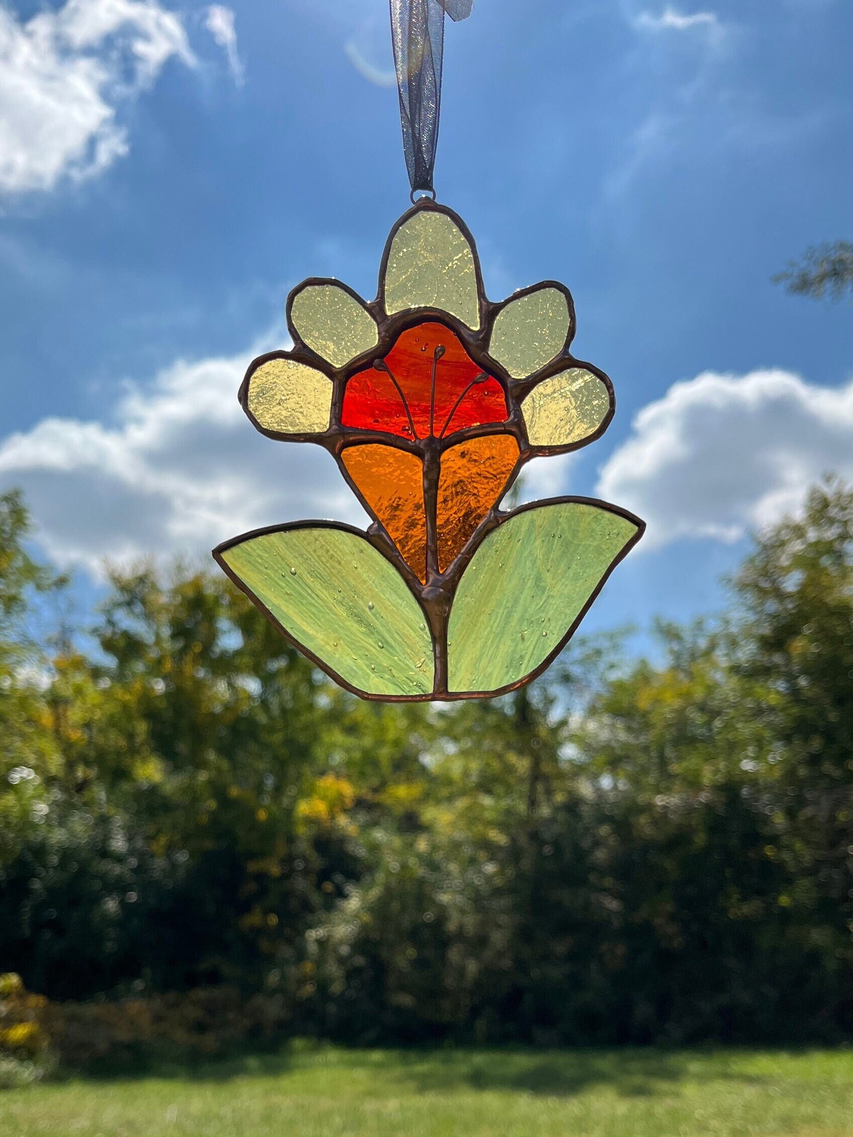 Stained Glass Retro Inspired Flower - Etsy