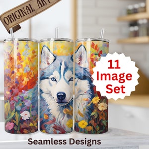 Envoltura de vaso de arte original de raza de perro, envoltura de vaso husky, envoltura habanesa, envolturas de vaso de mamá de perro, arte de vaso de mamá de perro, "Dog3 Set"