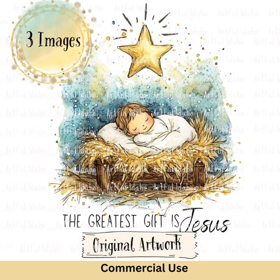 Christmas Baby Jesus Clip Art | Christmas Nativity png | Christian Christmas Jesus Manger Sublimation Clip Art |  Christmas TShirt png |