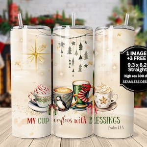 Christian Christmas Tumbler Wrap, My Cup Overflows Tumbler Wrap, Christian 20 oz tumbler wrap, Jesus Christmas Tumbler Wrap, Psalm 23:5