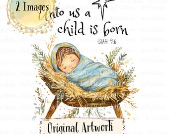 Christmas Nativity Clip Art | Christmas Baby Jesus png | Christian Christmas Jesus Manger Sublimation Clip Art |  Christmas TShirt png |