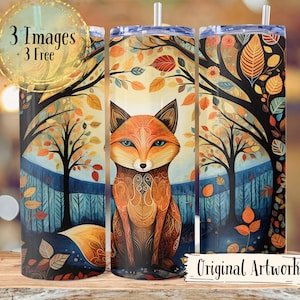 Fall Fox Tumbler Wrap | Fall Fox Sublimation | Tumbler Sublimation | Tumbler Wrap | Fall Fox Tumbler .png | Autumn Fox Tumbler Wrap | Autum
