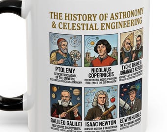 Pioneers of Space & Engineering Mug - Historical Astronomers and Great Engineers Collective - Professional Aerospace Tech Studio Decor
