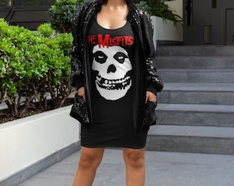 Vintage Horror Punk Skull Dress,Die Die My Darling Aesthetic Slip Dress,Crimson Ghost Inspired Style Outfit skull dress Goth band dress