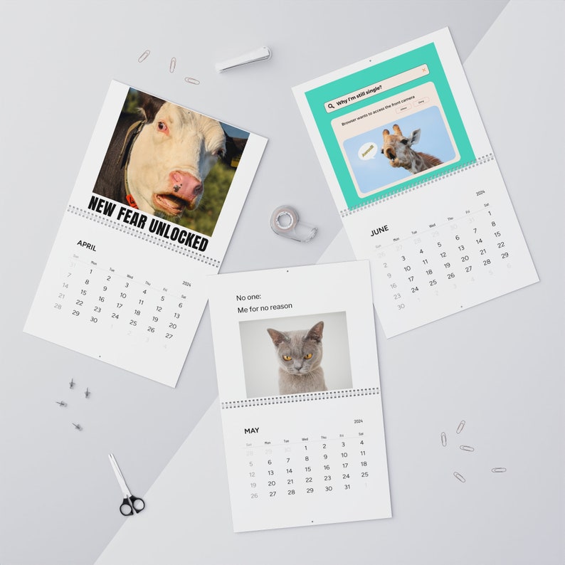 Funny Animal Meme Wall Calendars 2024/ Animal Calendar 2024/ Funny