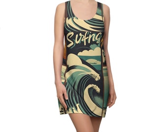 robe de surf |robe pour la plage| robe vibes d’été |robe vibes des Caraïbes|robe de vacances| robe t-shirt de surf rétro| cadeau de robe de plage