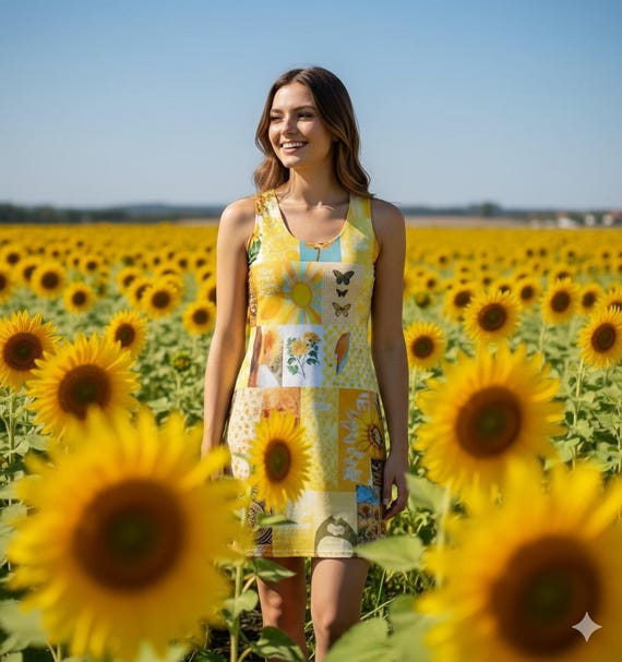 cute sunflower dress Aqua Sunflower Twirl Dress