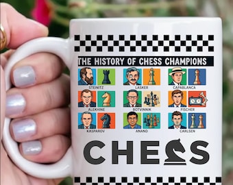 History of Chess Champions Mug,Grandmaster Timeline Coffee Cup, Gift for Chess Players and Coaches, Retro Chess , chess player Game Mug gift