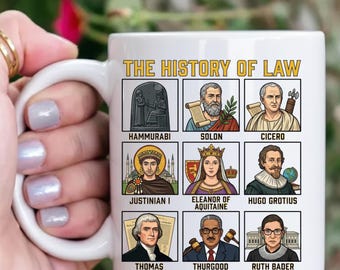 History of Law Mug, Legal Milestones Timeline Cup, Gift for Lawyers and Law Students, Jurisprudence Art Mug, Graduation Gift for Attorneys