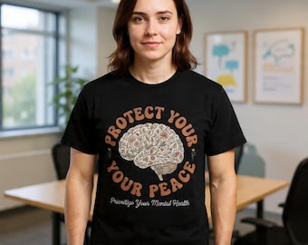 Psychology T-Shirt, Mental Health Awareness, Floral Brain Anatomy, Therapist Gift Idea, Mindful Wellness Shirt