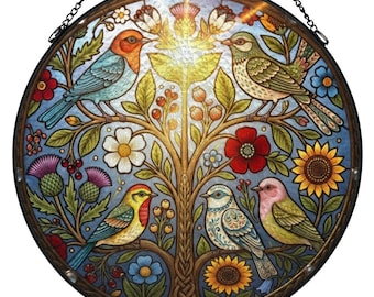 Stained Glass Suncatcher Window Hanging william morris, bird suncatcher for windows
