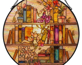 Stained Glass Suncatcher Window Hanging  library book