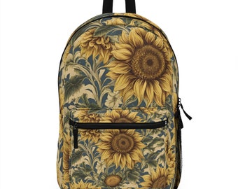 Rugzak met zonnebloemen | vintage zonnebloemtas | zonnebloemen | schoolrugzak | rugzak met bloemenprint