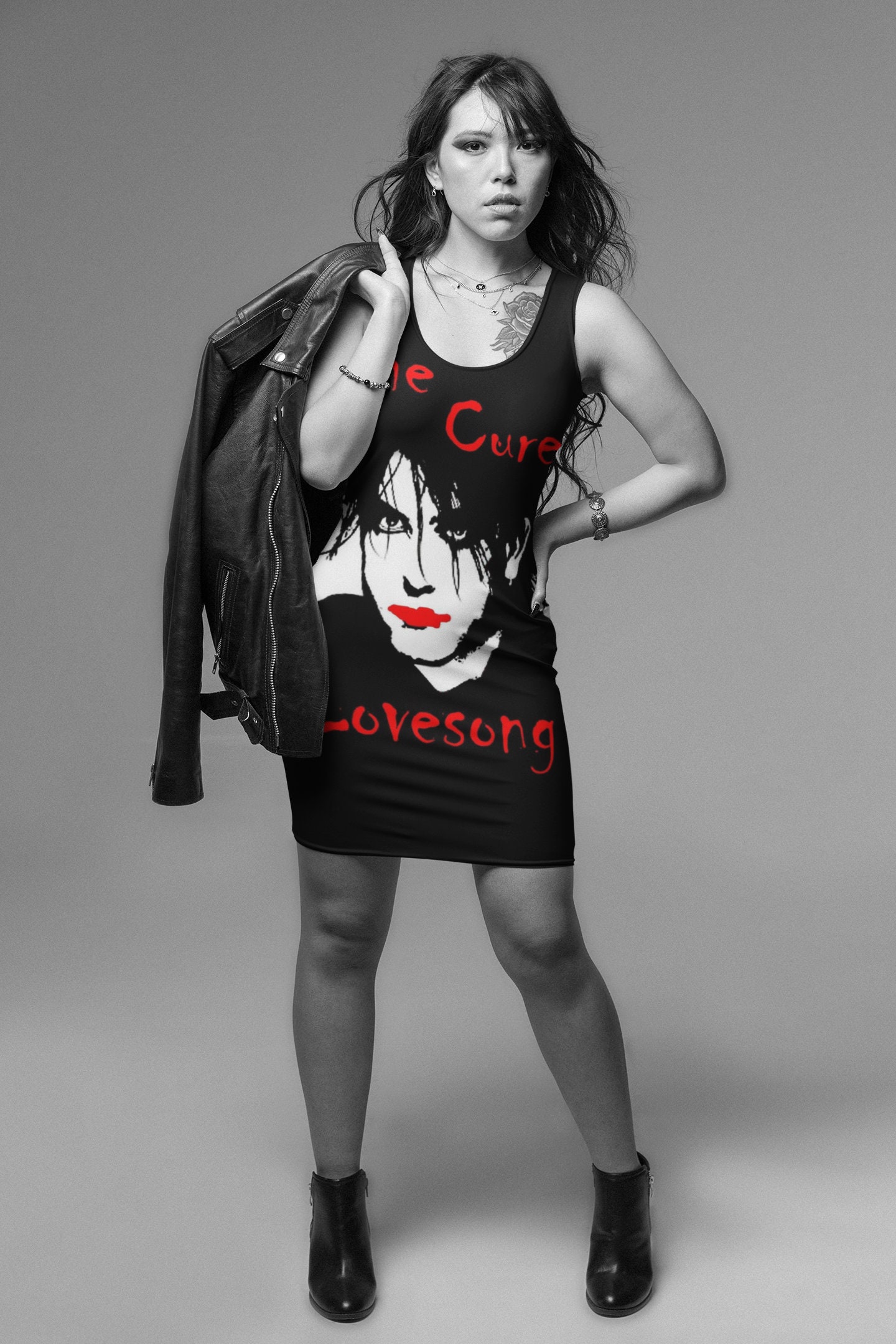The cure Dress/ 80s rock dress/ Rock concert dress/ Rock appeal/ Classic Rock dress/ The cure t shirt/ The cure fan gift