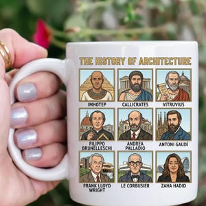 Master Architect History Mug,Professional Studio Decor for Urban Planners & Interior Architects Architectural Legend Appreciation Cup