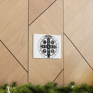 San Benito Medal art canva,Medalla Católica de San Benito canva, Catholic Saint decor , Blessing Medal Saint Benedict Canvas Gallery Wraps