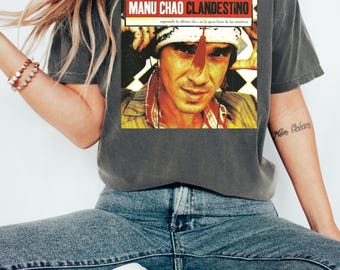 Manu Chau clandestino t shirt, Manu chao t shirt, manu chao shirt,manu chao tee,mano negra shirt,mano negra t shirt