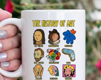 Art History Coffee Mug - Famous Artworks Timeline Cup for Artists and Teachers - Graduation Gift for Art Students ,Ceramic Masterpiece Mug