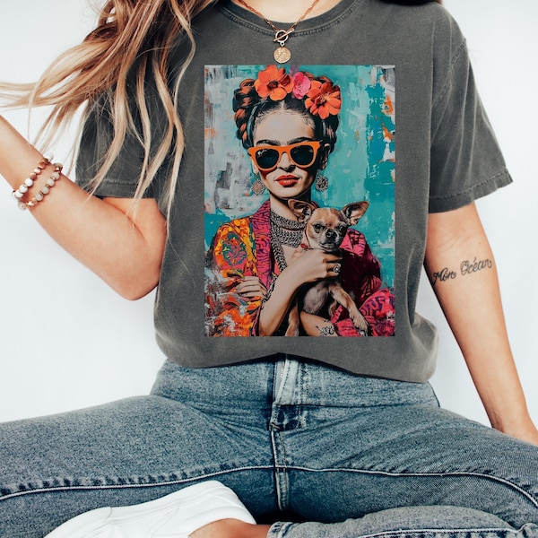 Chihuahua lover T Shirt, Feminist Dog Mom Shirt, Empowerment Latina Graphic Tee, Cute Dog Lover Gift, Feminism Artwork Top