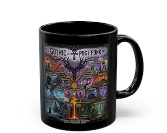 gothic style music mug, gothic art mug, gothic river mug, postpunk art decor mug