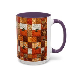 Pumpkin Patch Patchwork Mug, Accent Coffee Mug, Autumn Pumpkin Mug: Rustic Faux Patchwork Thanksgiving Coffee Cup afbeelding 17