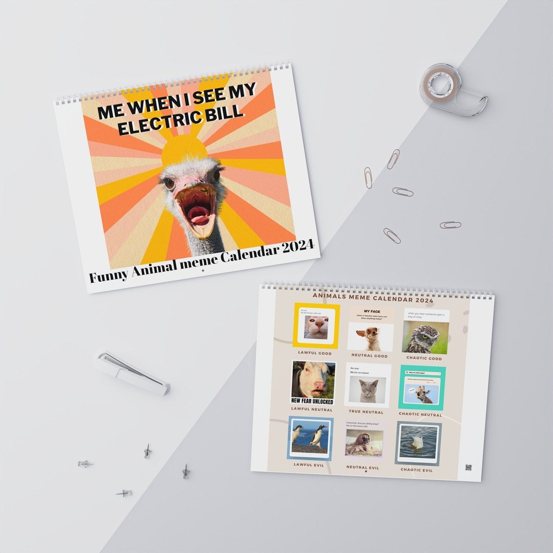 Funny Animal Meme Wall Calendars 2024/ Animal Calendar 2024/ Funny