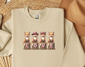 Cozy Cute Fox Cottagecore Vintage Sweatshirt, Forest Aesthetic Sweater, Forestcore Crewneck, Woodland Wildlife Animal Shirt, Fox Lover Gifts