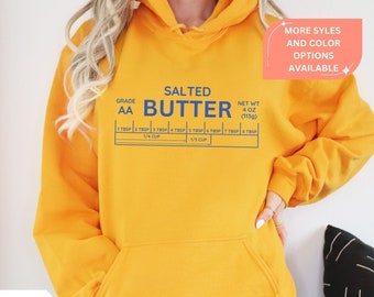 Felpa con cappuccio e scritta "Salted Butter", felpa con scritta "Salted Butter", maglietta divertente da forno, maglietta con scritta "Salted Butter", regalo per fornai, regalo per buongustai, regalo per amanti del burro