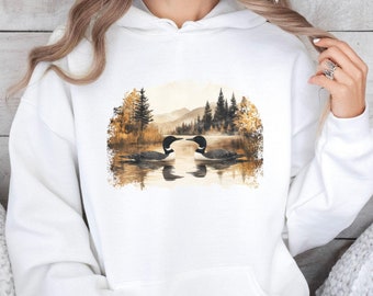Retro Loon Wilderness Scene Hoodie, Nineties Vintage Loon Wildlife Pullover, Boho 90s Nostalgia Hooded Sweatshirt, Unisex Graphic Top