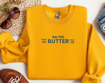 Felpa con ricamo al burro salato, felpa con ricamo al burro, maglione con ricamo al burro, regalo per fornaio, regalo al burro, girocollo per amanti del burro