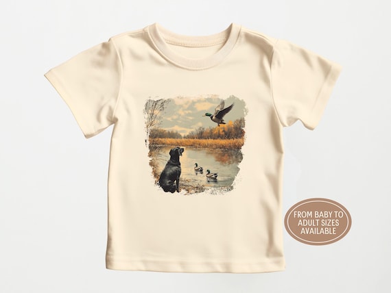 Retro Black Lab Mallard Duck Shirt, Nineties Duck Hunting Scene Tee, Baby Bodysuit Toddler Youth Adult Sizes, Boho 90s Nostalgia Gift