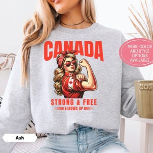 Elbows Up Canada Sweatshirt, Women&#39;s Empowerment Hoodie, Canada Day Shirt, Maple Leaf Crewneck, Proud Canadian Mom Gift, Patriotic Tshirt