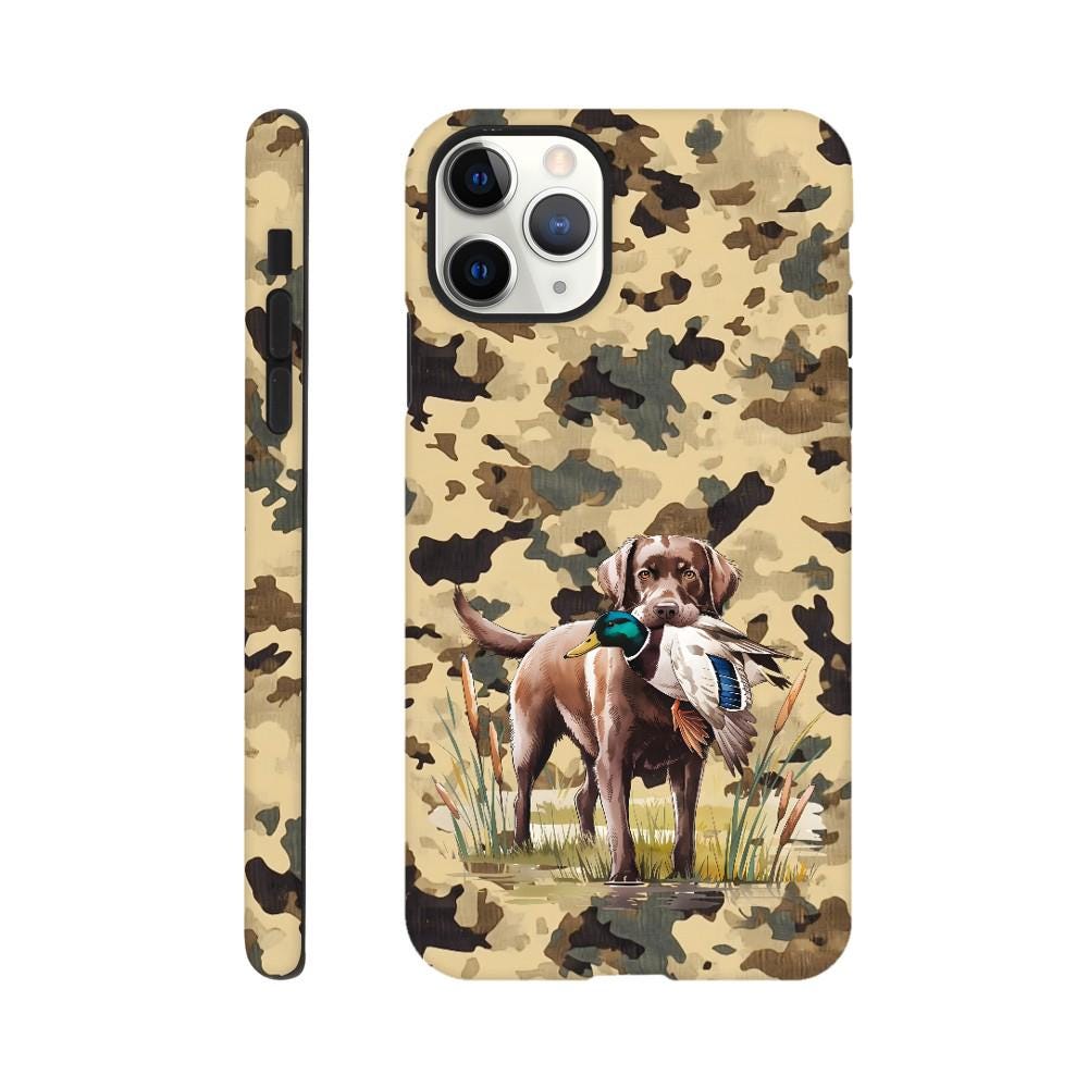 Old School Camo Duck Hunting Phone Case with Labrador Retriever Dog, Tough iPhone & Galaxy Cover, Perfect Gift for Outdoor Enthusiasts