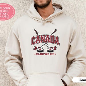 Elbows Up Canada Hoodie, Canadian Pride Sweatshirt, Canada Day Shirt, Maple Leaf Crewneck, Proud Canadian Gift, Hockey Culture Apparel