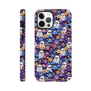 Halloween Ghosts Phone Case, Cute Ghost and Flowers Protective Case for iPhone and Galaxy, Spooky Phone Case, Gift for Halloween Lovers