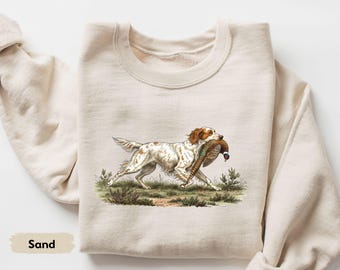 Retro English Setter Upland Hunting Sweatshirt, Vintage Pointing Bird Dog Shirt, Pheasant Grouse Quail Hunter Gift