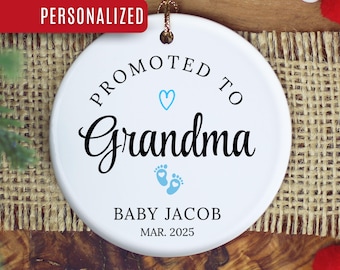 New Grandma Ornament, Custom New Grandma Christmas Ornament Personalized Grandma Est Ornament Gifts for Grandma to be Announcement Keepsake